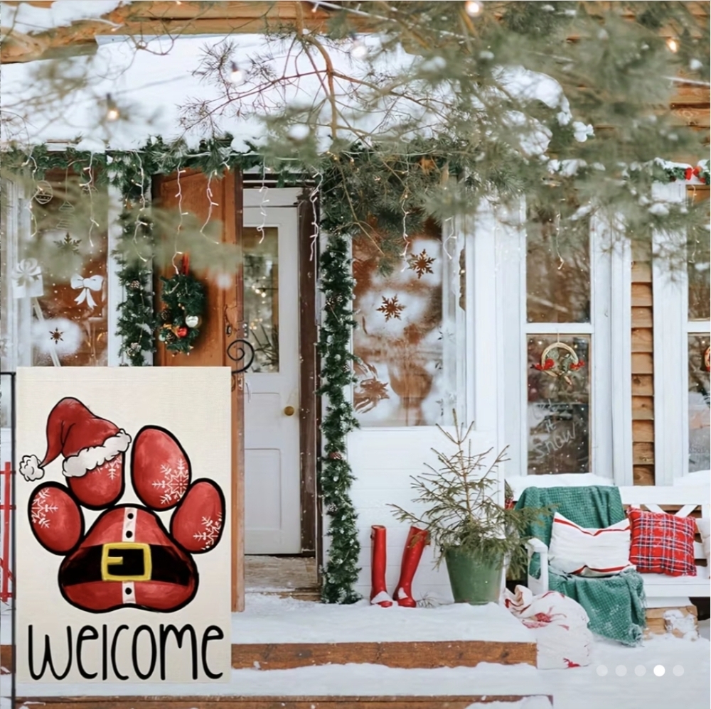 Santa Paw Welcome Garden Flag 2 For $12